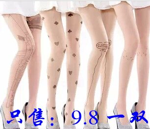 日系ins原宿超薄打底袜 假刺青袜性感纹身丝袜连裤袜子百搭仙女袜