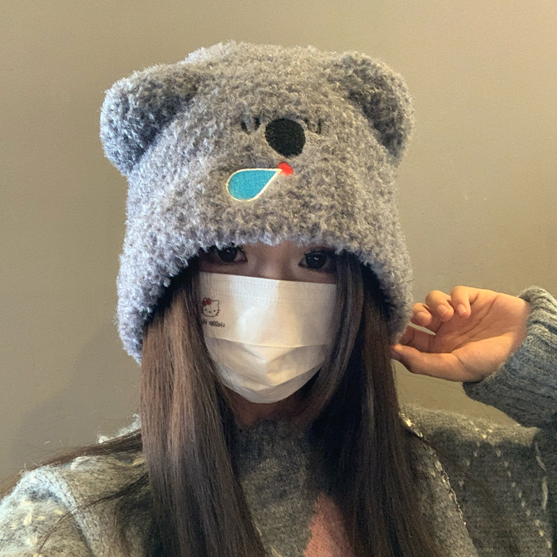 冬季瞌睡熊毛线帽可爱保暖