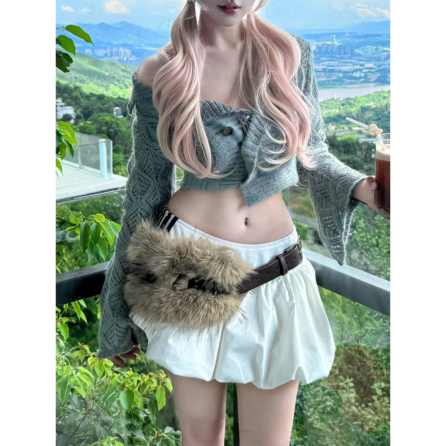 y2k辣妹风休闲毛绒腰带