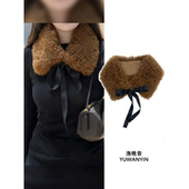 个性 宅女同款 棕色毛绒保暖毛领女2025冬季 气质加厚防寒百搭围脖