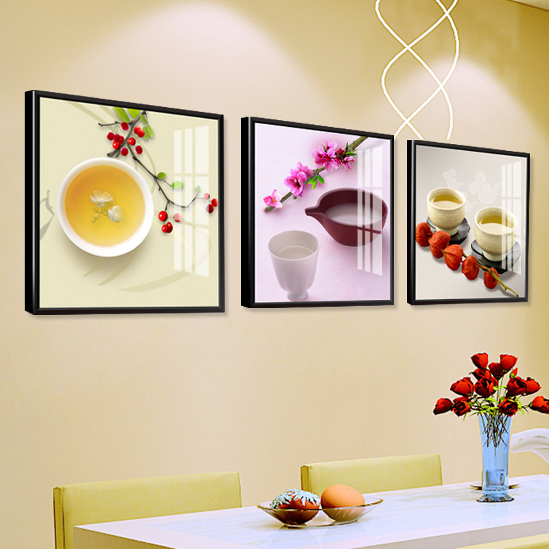 餐厅装饰画现代简约饭厅挂画客厅壁画背景墙画水果三联画晶瓷画图片