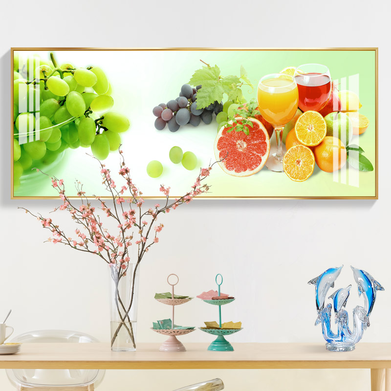 餐厅装饰画现代简约饭厅背景墙壁画单幅挂画小清新客厅墙画晶瓷画