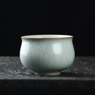 清沐堂主 茶养开片天青汝窑炉式杯 冰裂釉陶瓷茶具个人专用小杯子