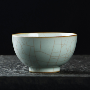 清沐堂主 茶养开片天青汝窑普洱碗杯 冰裂釉陶瓷茶具个性主人杯