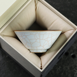 清沐堂主 茶养开片月白汝窑新款斗笠杯冰裂釉家用陶瓷茶具主人杯