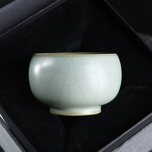 茶养开片哑光天青汝窑禅定杯 凝香阁 冰裂釉家用陶瓷茶具主人杯