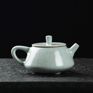 清沐堂主 茶养开片天青汝窑小石瓢壶 冰裂釉陶瓷茶具中式泡茶单壶