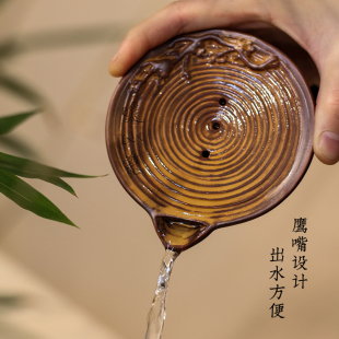 老岩泥复古粗陶蓄水壶承陶瓷干泡台手工储水壶垫茶托养壶器壶托