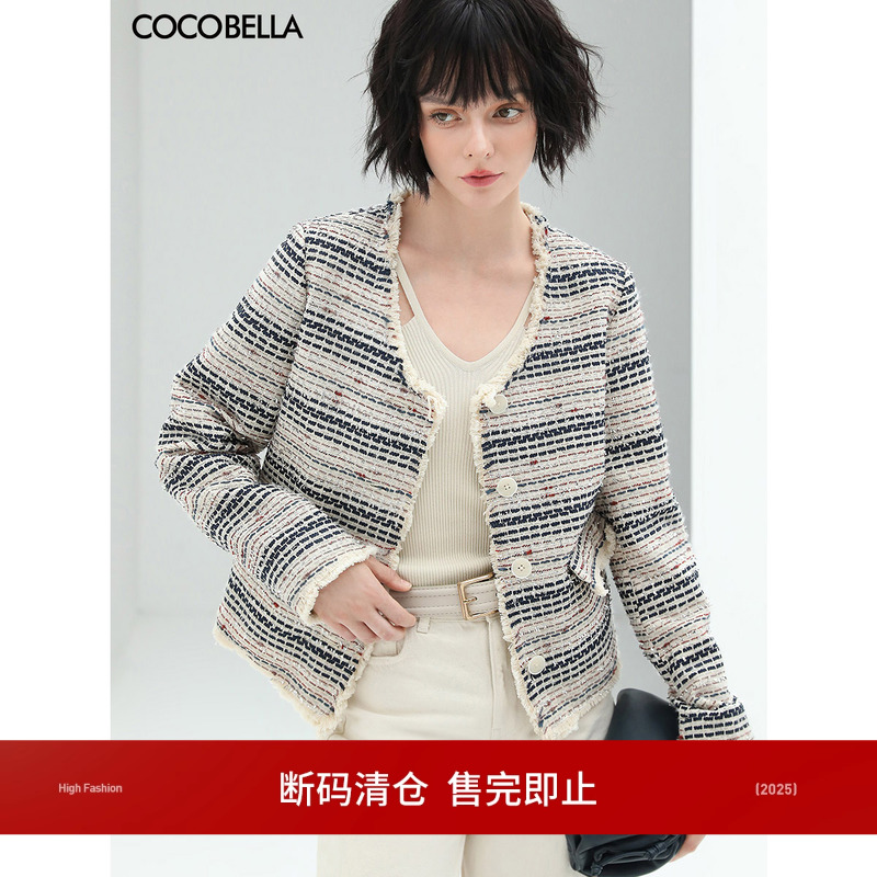 COCOBELLA亮丝条纹薄呢西装