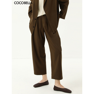 PA3001 阔腿女裤 COCOBELLA静奢风休闲打褶哈伦裤 宽松直筒通勤西裤