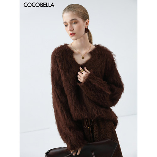 COCOBELLA仿苏力羊驼毛长毛绒保暖毛衣秋冬蓬松保暖针织衫MZ3147