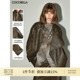 COCOBELLA春季 手工擦色PU皮廓形机车夹克女短款 显瘦百搭PU3002