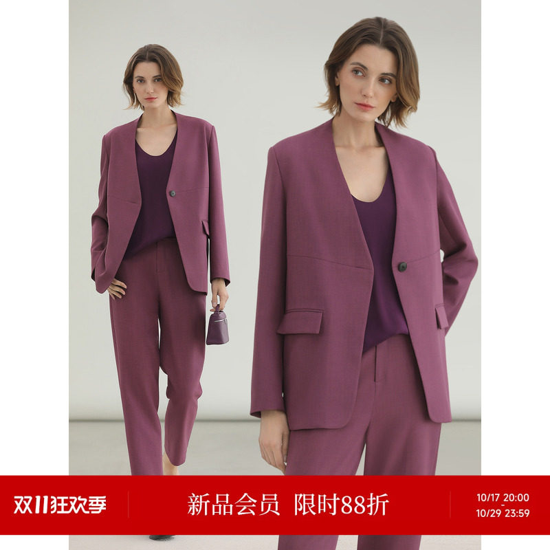 COCOBELLA奥莱高智感一粒扣正肩西装秋冬极简风气质休闲西服外套