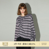 COCOBELLA立体抽褶条纹针织衫 设计感扭结毛边休闲长袖 T恤TS7008