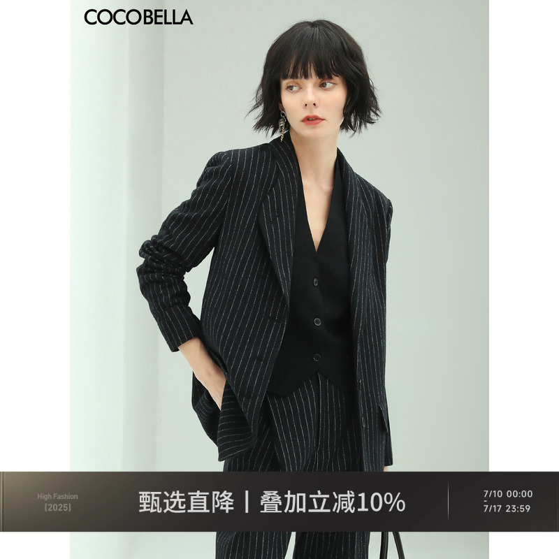 COCOBELLA色织条纹黑色西装