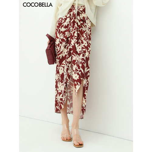 COCOBELLA设计感飘带印花半裙