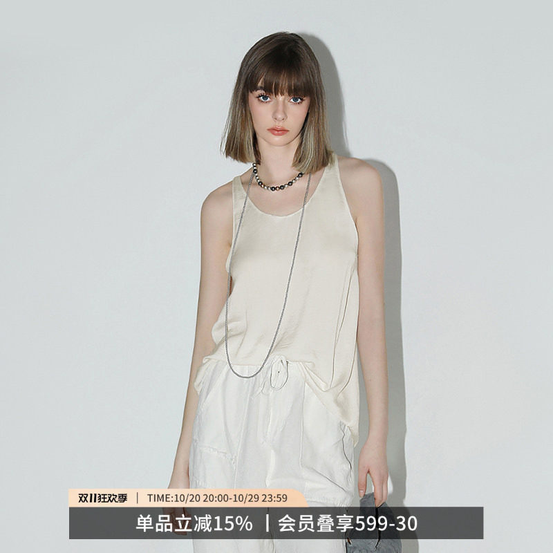 COCOBELLA奥莱丝光质感肌理缎面背心女夏丝滑可外穿混搭吊带