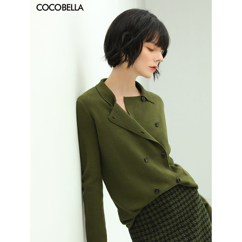 COCOBELLA双排扣翻领毛衣