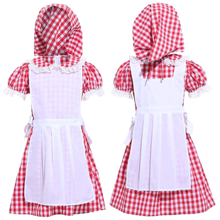 六一儿童节小红帽亲子服装乡村农庄女孩格子裙庄园女仆园艺师装