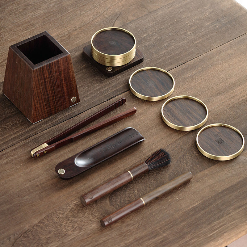 茶具配件实木六君子套装功夫茶道黑檀6君子大全泡茶工具茶夹茶勺