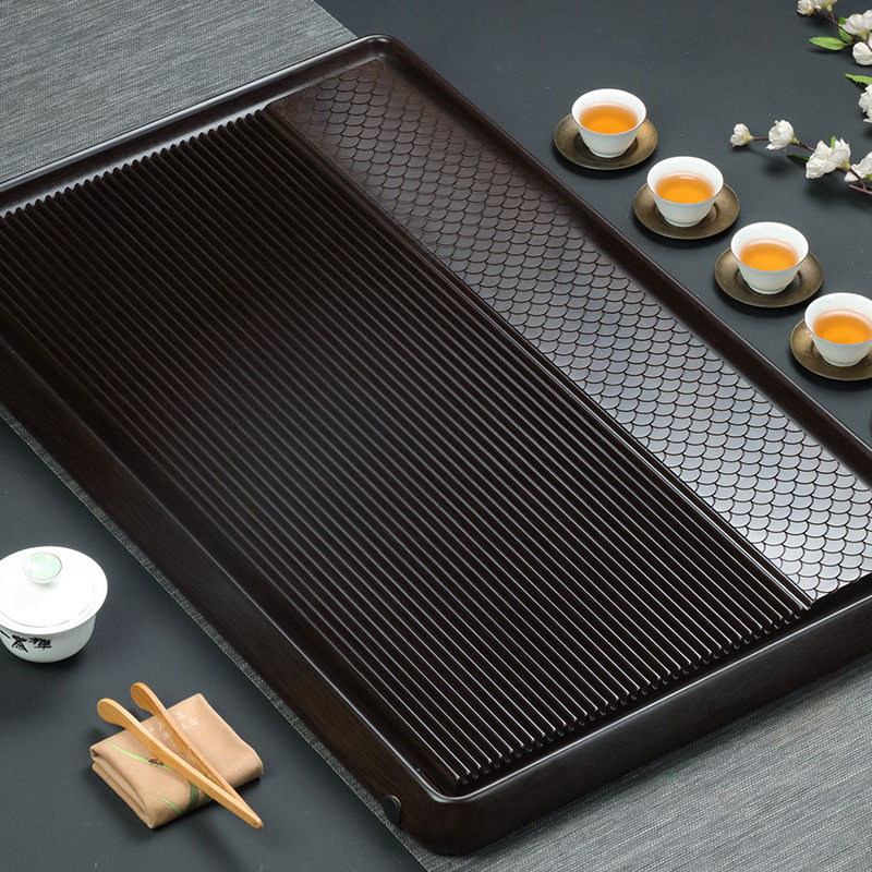 黑色德国电木茶盘家用排水式台湾电胶木茶海功夫茶具大号茶台托盘
