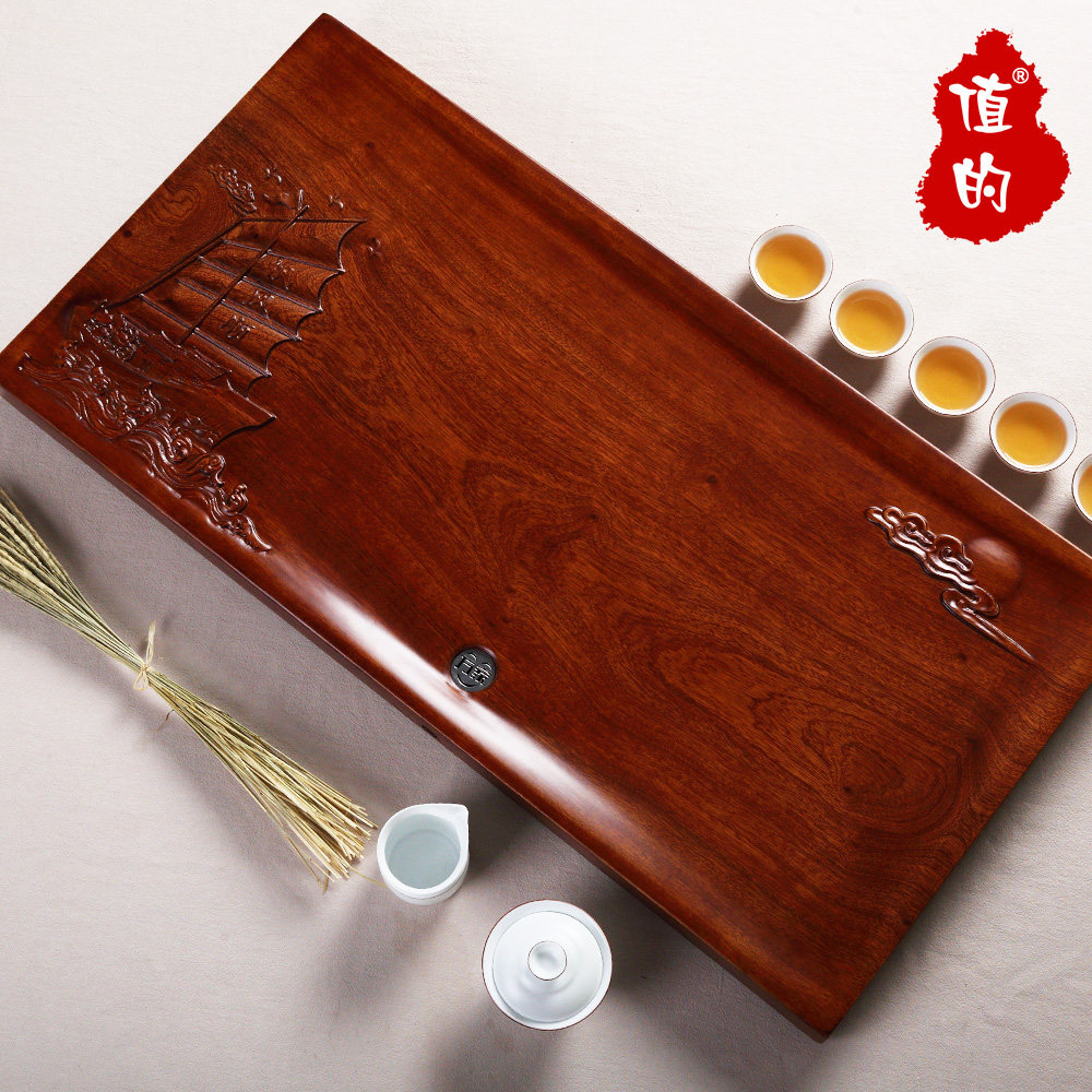整块实木花梨木茶盘平板流水檀木茶台实木特大号茶海功夫方形茶盘
