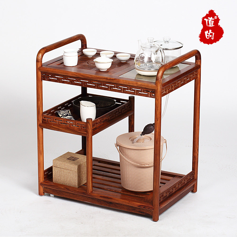 花梨木实木茶水车带滑轮可移动茶台茶海小茶几整套功夫茶具带茶盘