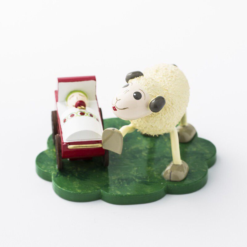 德国进口创意可爱卡通手工木偶摆件带宝宝的绵羊妈