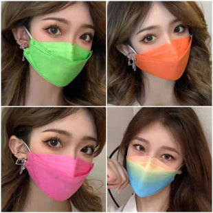 糖果色口罩女夏季 彩色3d立体口红不沾好看 高颜值显脸小一次性薄款