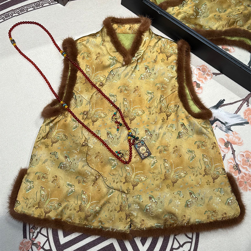 新中式女装复古棉袄背心新年旗袍