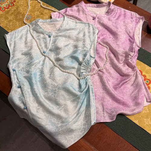 新中式改良旗袍上衣女小衫夏季国风改良修身显瘦减龄气质茶服衬衫