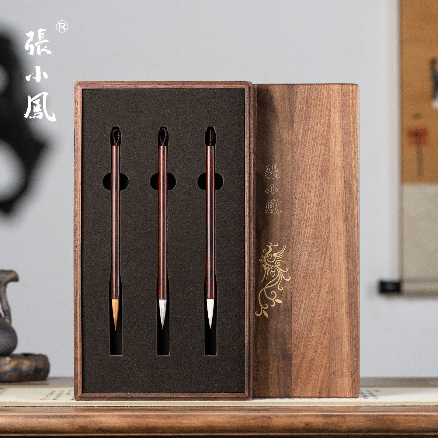 张小凤大红酸枝中楷毛笔礼盒