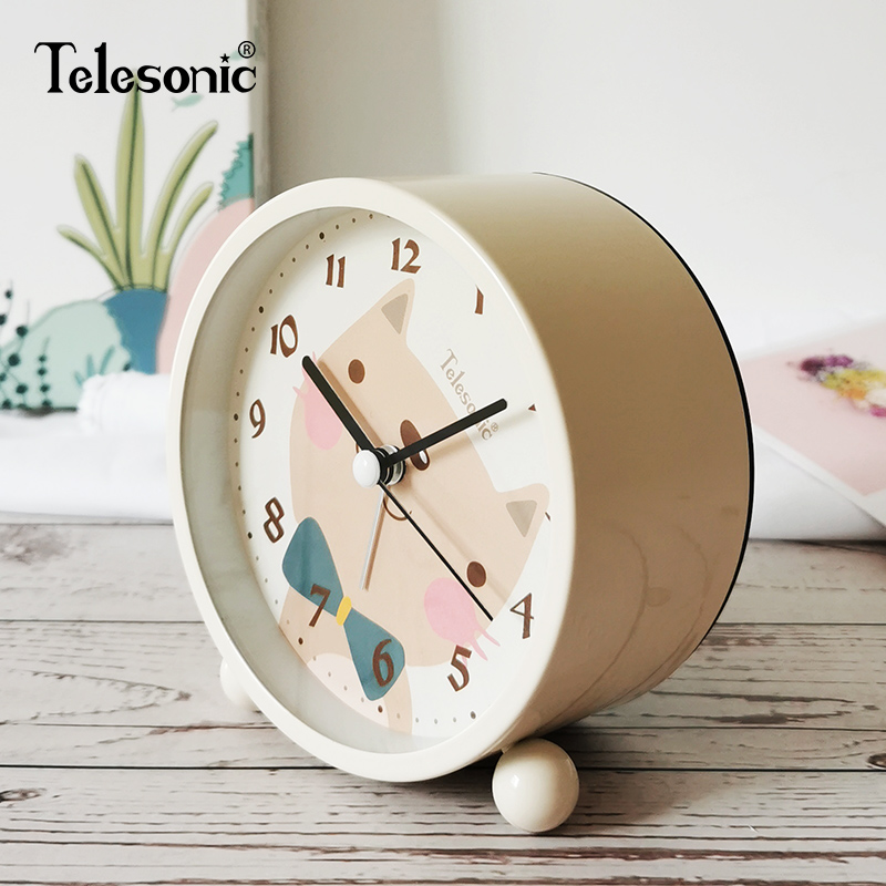 TELESONIC/天王星可爱卡通闹钟静音台钟小学生儿童卧室懒人床头钟