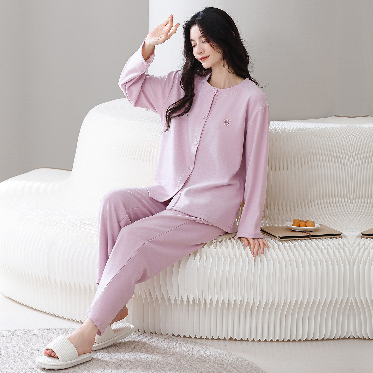 啄木鸟正品简约纯棉睡衣女士