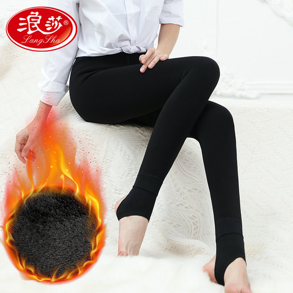 浪莎 17年冬季新款 加绒超厚 女式高腰打底裤 踩脚裤 重580g 优惠券折后￥49包邮（￥69-20）多色可选