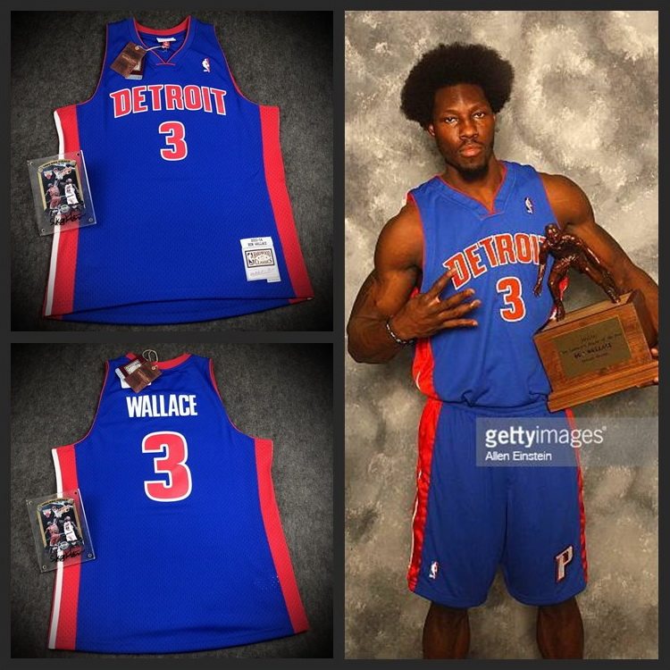 m&n 大本钟华莱士活塞队复古球衣 mn0304赛季复刻sw ben wallace