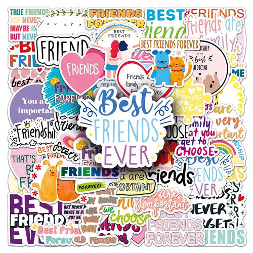 51张不重复 BEST FRIENDS EVER挚友英文个性贴纸 潮流涂鸦装饰贴