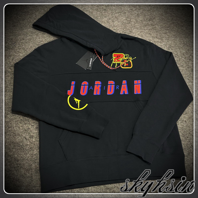 AJ23 Jumpman飞人签名刺绣复古连帽卫衣 Jordan套头衫 CV2744-010