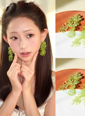 FULLICESTUDIO春日柳絮流苏耳环显白度假风耳饰夸张耳钉耳夹