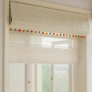 新款法式奶油ins风多巴胺彩虹碎儿童房罗马帘日夜帘飘窗升降窗帘