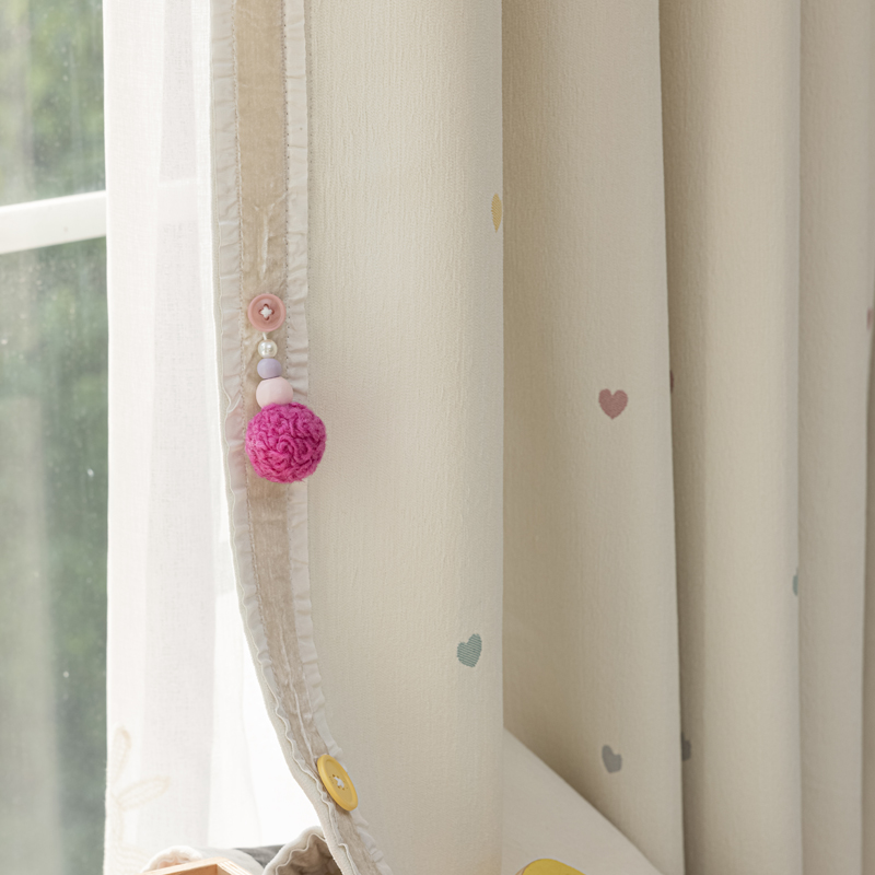 奶油ins风雪尼尔甜心窗帘