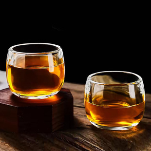 透明扳指杯不烫手个人中式 6只装 加厚家用养生酒杯喝茶杯玻璃杯ins