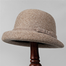 高级感卷边羊毛呢妈妈帽女法式 千金风帽子 复古蝴蝶结渔夫帽秋冬季