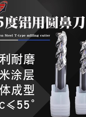 55度铝用圆鼻刀三刃加长牛鼻6r1/8r0.5/10r0.2/200L钨钢立铣刀
