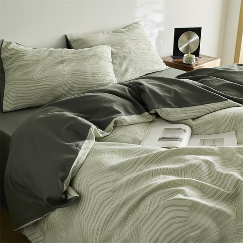 新款全棉四件套色织提花