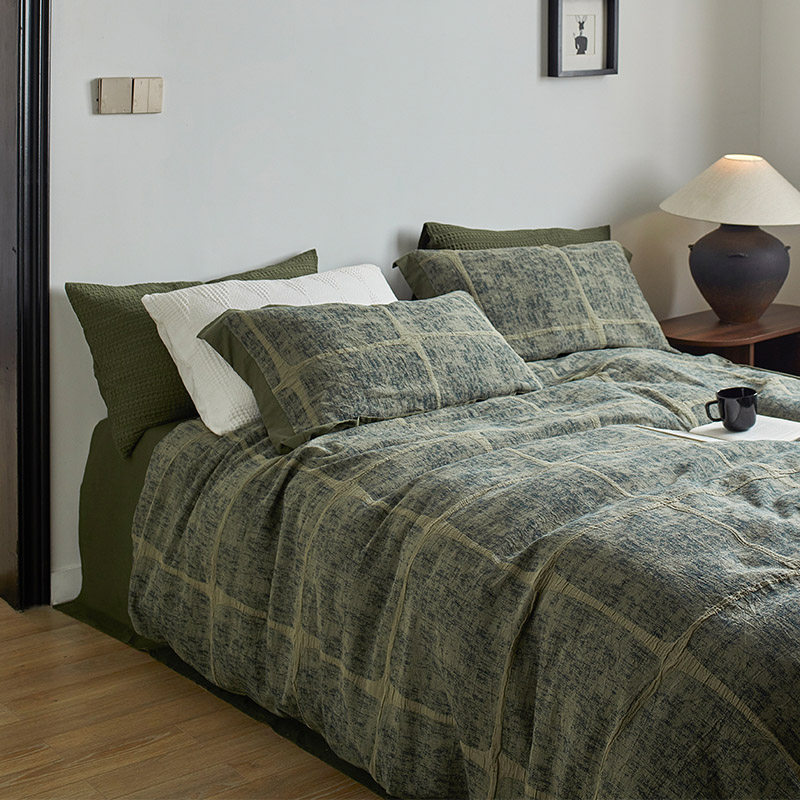 HJ全棉纯棉色织提花被套单件