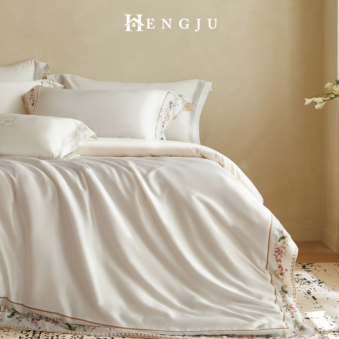HJ高端天丝棉数码印花四件套|莫代尔被套床单丝绸床品2026新款