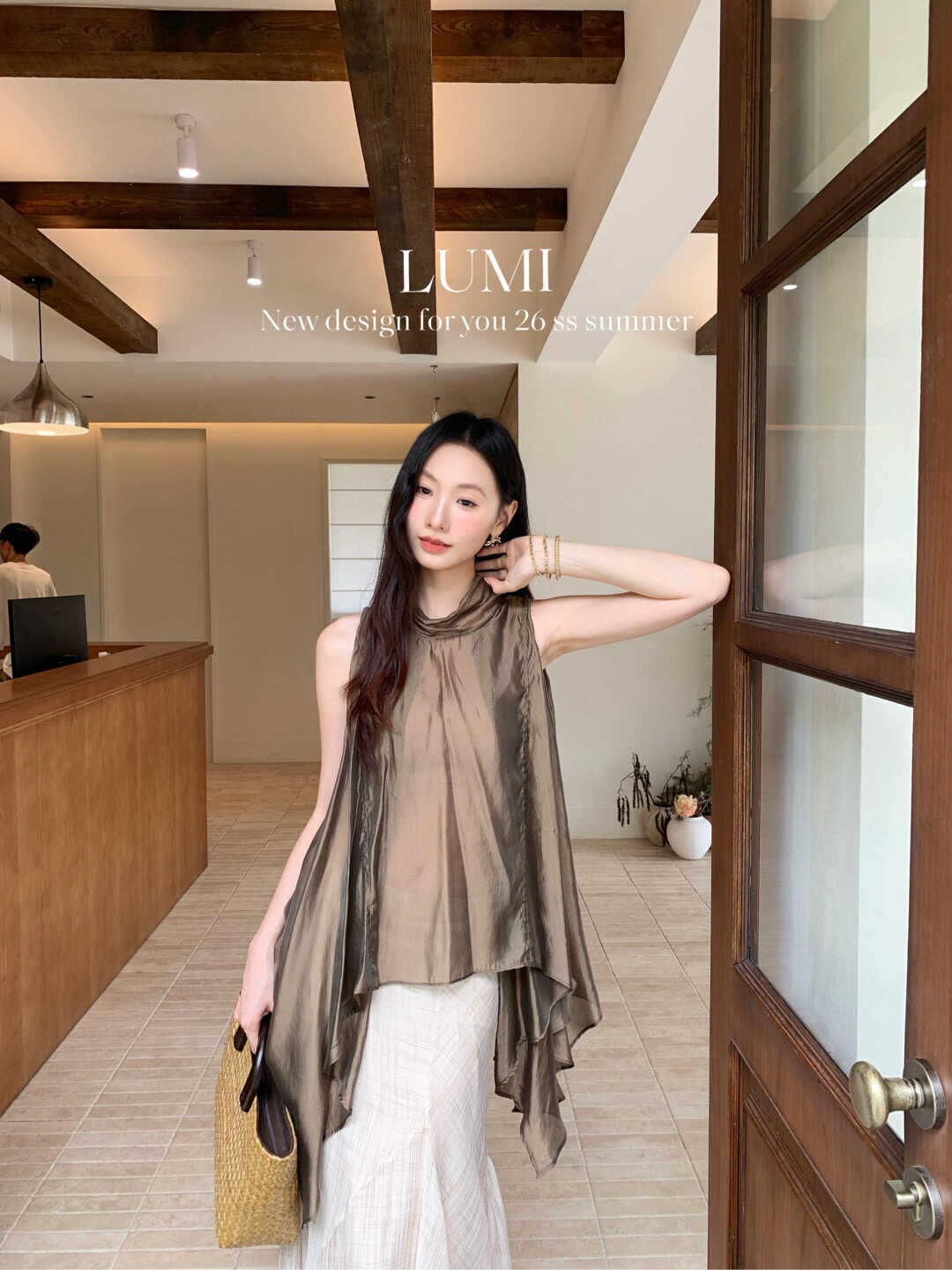 2026新款夏季小众设计感高级不规则小衫简约气质显瘦飘带无袖上衣