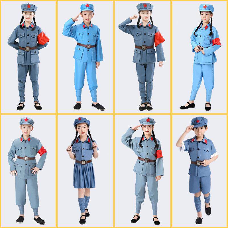 儿童红军演出服红星闪闪舞蹈服合唱八路军表演幼儿男女红歌六一