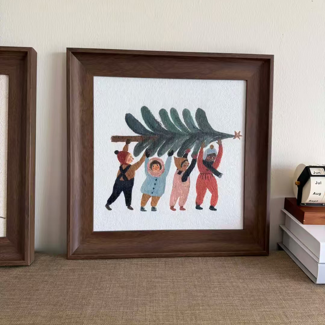 砂岩画北欧复古小众插画岩板画人物装饰画民宿咖啡店文艺卧室挂画图片